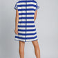 Umgee Peace Applique Striped Short Sleeve Mini Dress