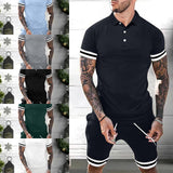 Mens Short Sets 2 Piece Outfits Polo Shirt Fashion Summer Tracksuits Casual Set Short Sleeve And Shorts Set For Men - Enfance-Heureuse