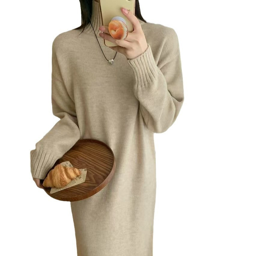 Vestido de punto holgado con parte inferior gruesa y talla grande para mujer