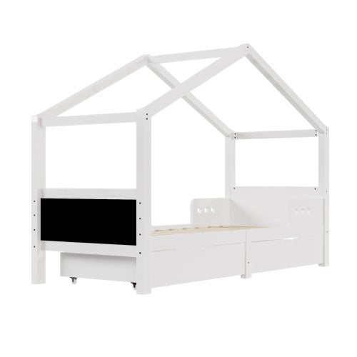 Solid Wood Children's Bed With Double Drawers - Enfance-Heureuse