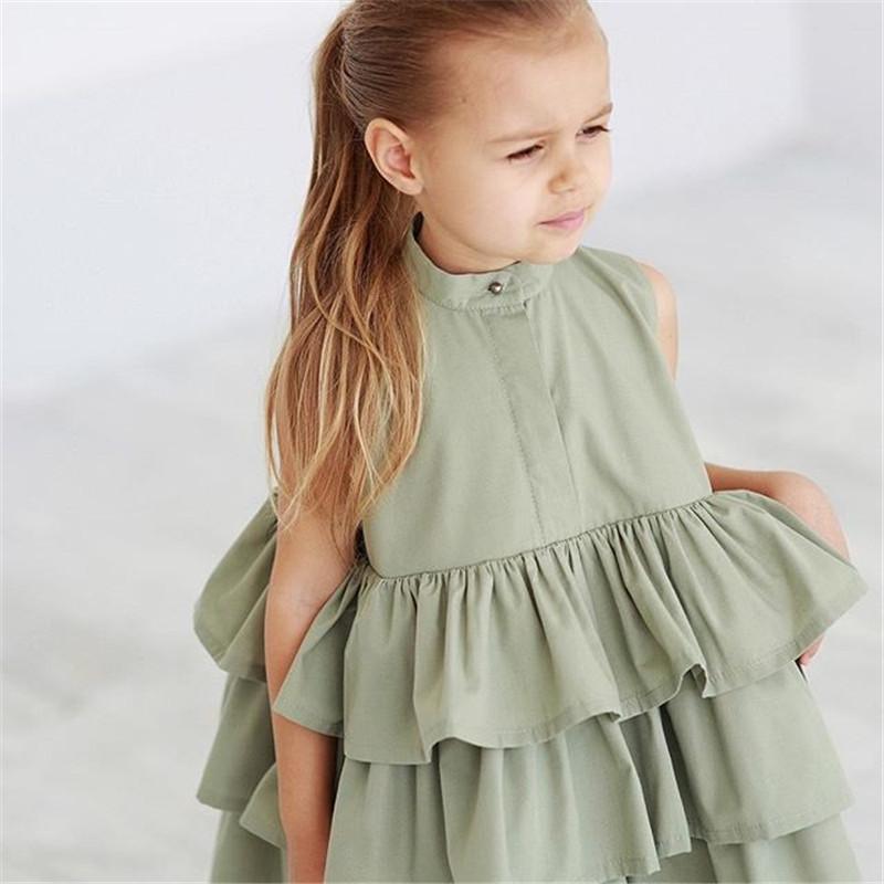 Fashion Simple Solid Color Sleeveless Small And Medium Girl Dress - Enfance-Heureuse