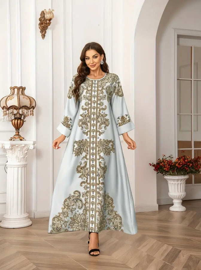 Arab Style Women's Long Robe Printed Dress - Enfance-Heureuse