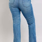 Judy Blue HW Tummy Control Vintage Wash Side Slit Slim Boot Jeans