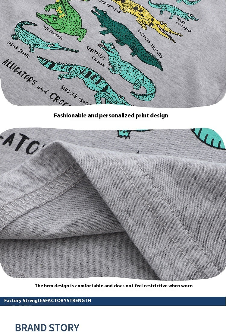 Summer Children's Cute Printed Embroidered Short-sleeved Cartoon T-shirt - Enfance-Heureuse