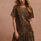 Robe léopard à col rond et manches courtes et lien dans le dos BiBi