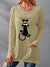 Women's Pocket Round Neck T-shirt Printed Loose Long Sleeve Dress - Enfance-Heureuse