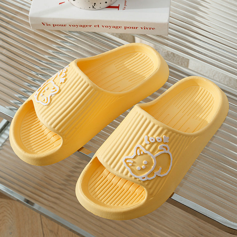 Cute Cat Slippers Summer Women Home Shoes Bath Thick Platform Non-Slip Slides Indoor Outdoor - Enfance-Heureuse