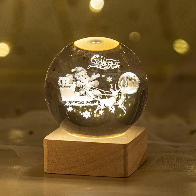 Luminous Starry Sky And Planets Moon Moon Crystal Ball Small Night Lamp Projection Ambience Light Creative Gift New Strange Gift - Enfance-Heureuse