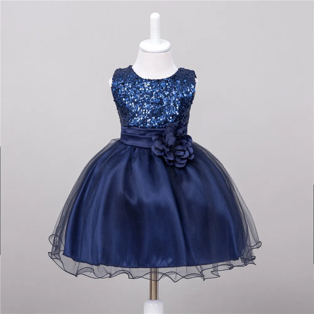 Bébé Lentejuelas Bata Fleur Fille De Mariage Princesse Robe