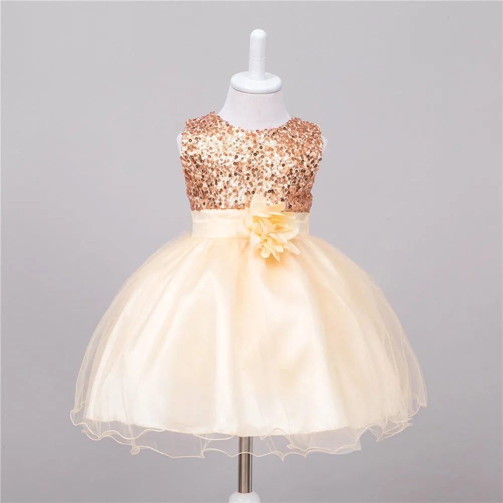 Bébé Lentejuelas Bata Fleur Fille De Mariage Princesse Robe