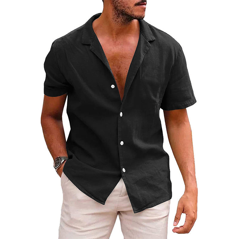 Men's Tops Casual Button Down Shirt Short Sleeve Beach Shirt Summer Mens Clothing - Enfance-Heureuse
