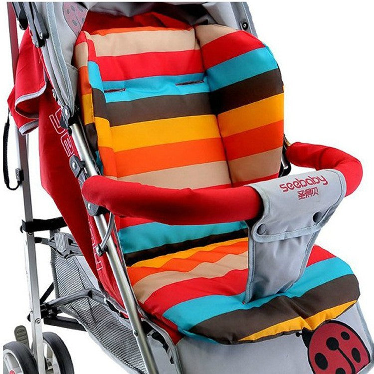 Cojín para cochecito de bebé, cojín de algodón, color arcoíris, suave y grueso, para silla de coche BB