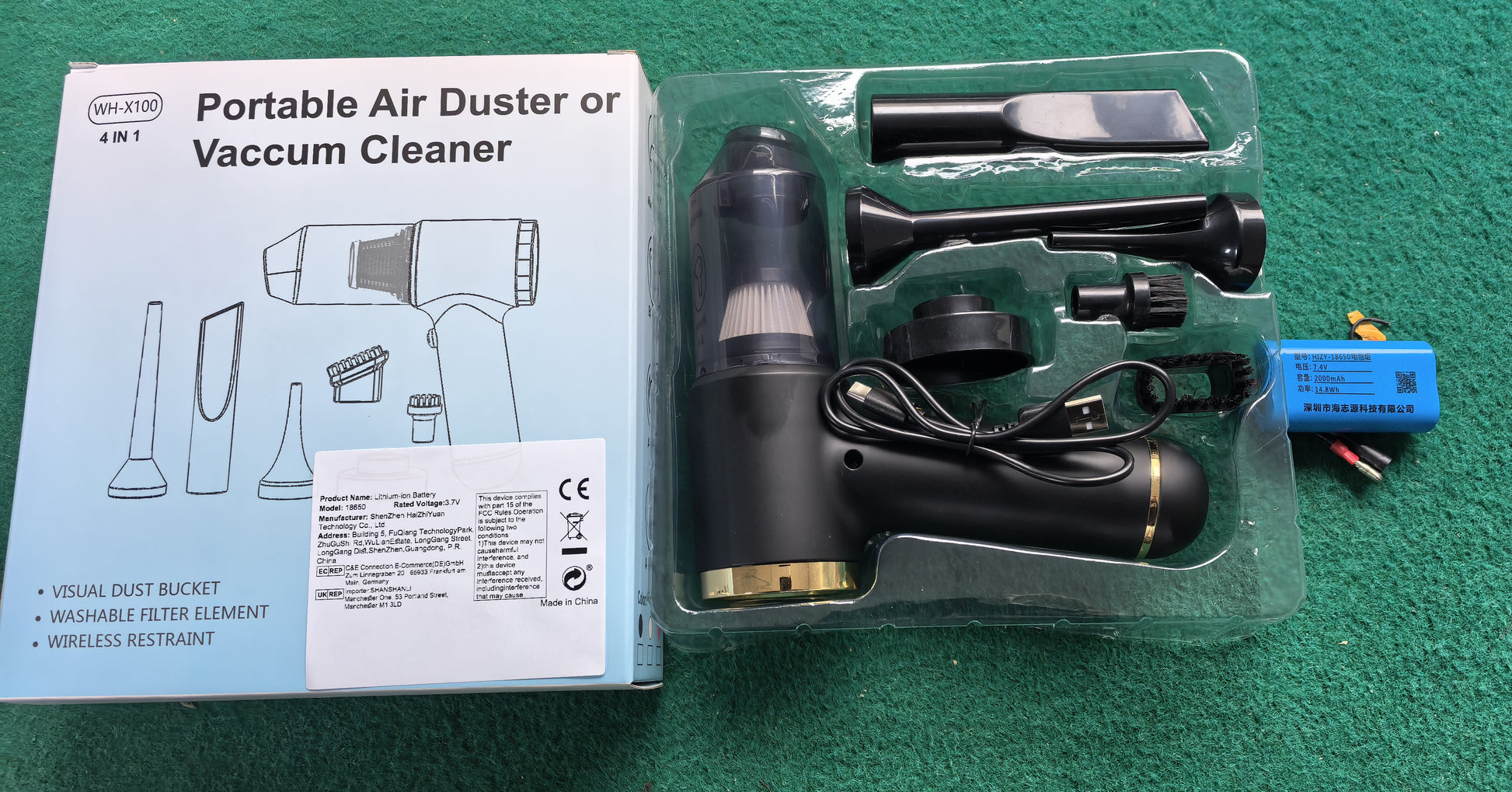 Vacuum Cleaner And Air Duster For Cars, Homes, Offices And Pets, High-power, Multi-nozzle Handheld Car Vacuum Cleaner. - Enfance-Heureuse