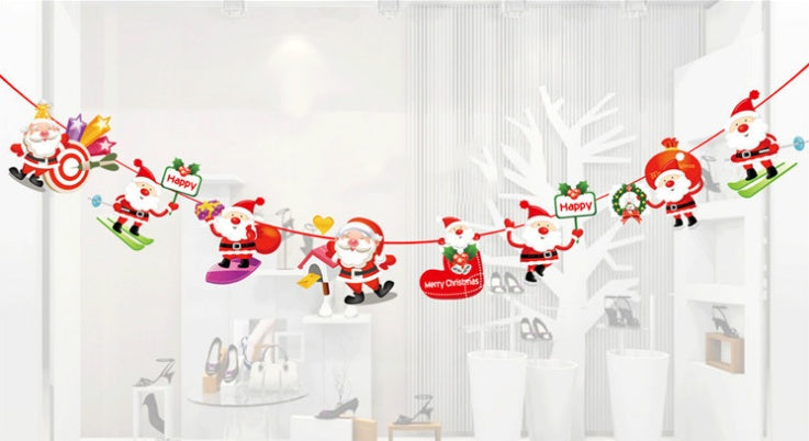 Bandera colgante de dibujos animados con adorno navideño