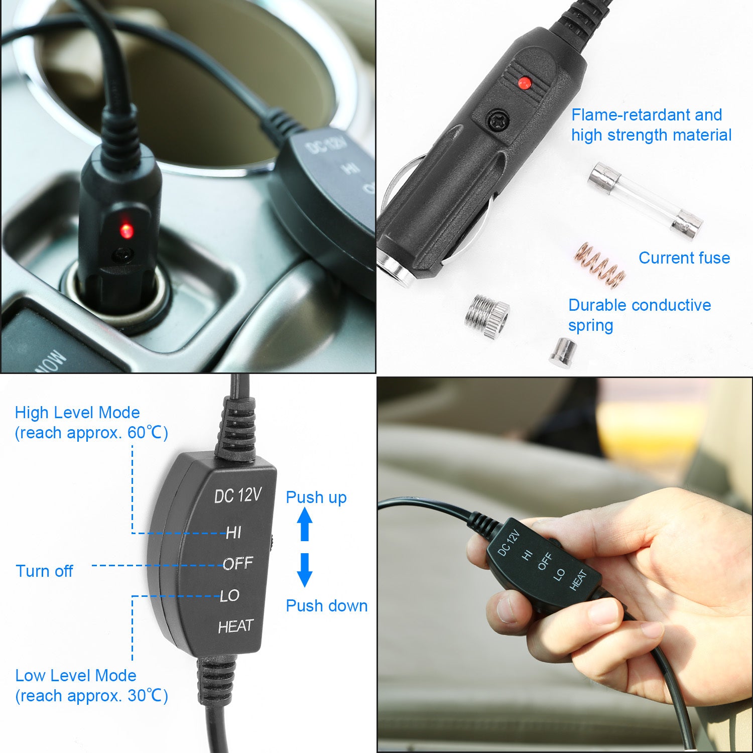 1Pc Heated Car Seat Cushion 12V Auto Seat Cover Warmer With Adjustable Temperature Controller For Cars Trucks SUV - Enfance-Heureuse