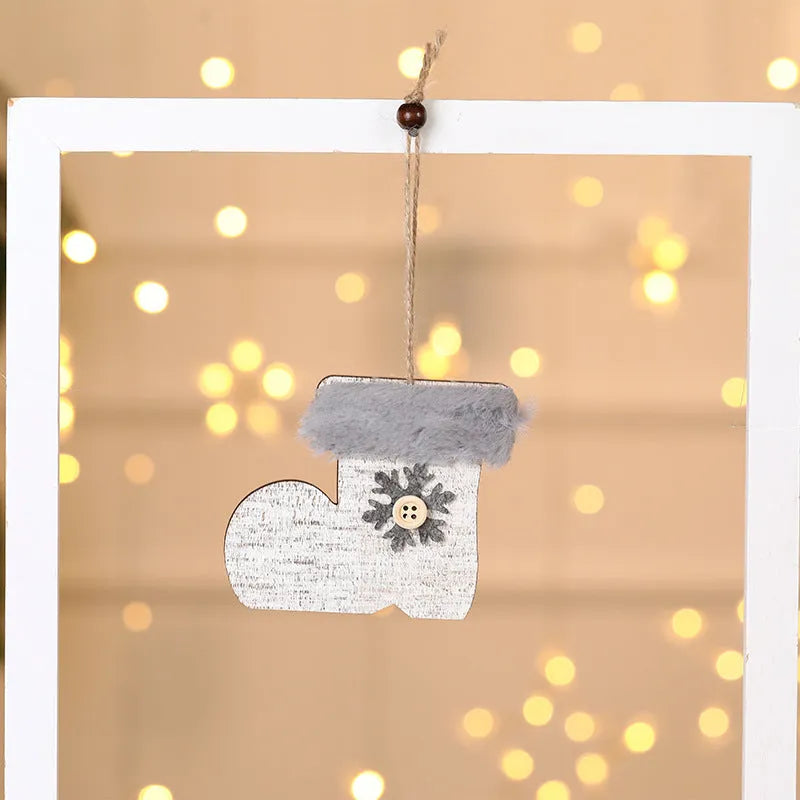 Christmas Tree Wooden Plush Decoration Pendant - Enfance-Heureuse