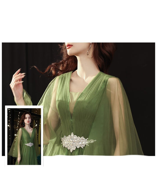 Green Wedding Dress Guzheng Art Examination Solo - Enfance-Heureuse