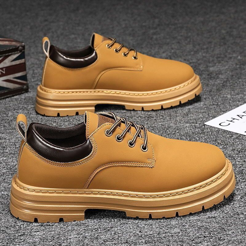 Autumn New Breathable Martin Men's Platform Leather Shoes Casual Boots - Enfance-Heureuse