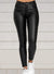 Pure Color PU Sexy Leather Pants Casual Feet Pants Women - Enfance-Heureuse