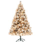 HOMCOM 6.5 Ft Pre-Lit Artificial Christmas Tree With 350 Clear Lights And 1107 Tips, Snow Flocked Christmas Tree With Metal Stand, Hinged Xmas Tree For Home Office Holiday, Green - Enfance-Heureuse