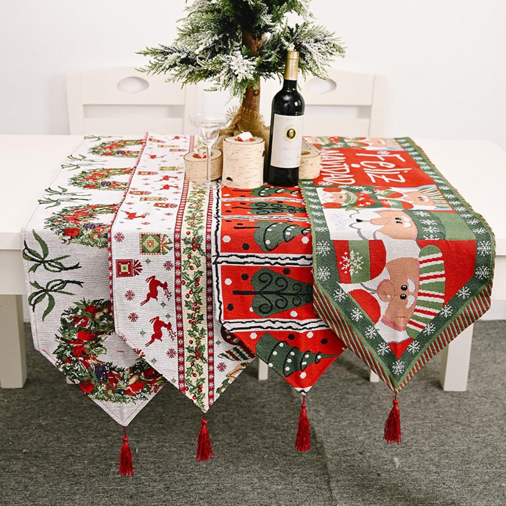 Bandera de mesa de tela tejida para decoraciones navideñas