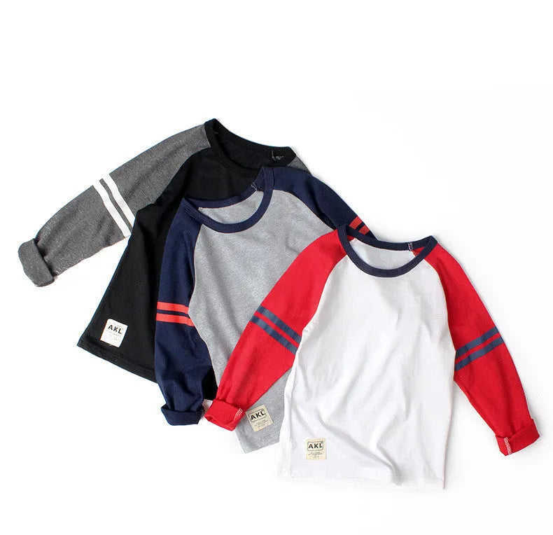 Children's Contrast Print Cartoon Long-sleeved T-shirt - Enfance-Heureuse