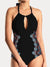 FAM-FAM Cutout Printed Halter Neck One-Piece Swimwear - Enfance-Heureuse