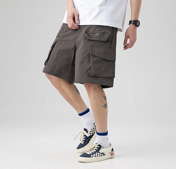 Multi-pocket Straight Casual Loose Zipper Cargo Shorts Men's Five-point Pants - Enfance-Heureuse