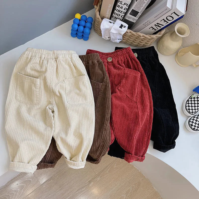 Children's Trousers Autumn And Winter Cotton Corduroy Trousers - Enfance-Heureuse