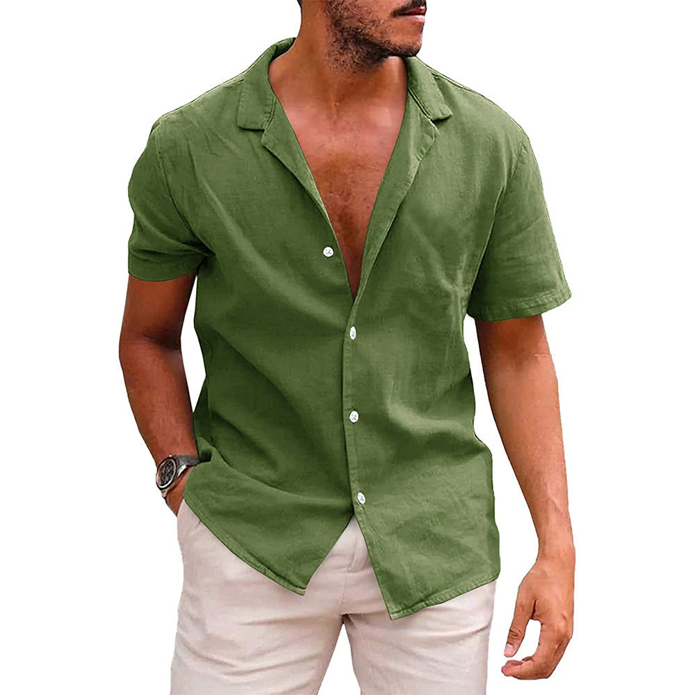 Men's Tops Casual Button Down Shirt Short Sleeve Beach Shirt Summer Mens Clothing - Enfance-Heureuse