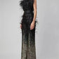Ostrich Feather Gradient Sequin Tube Top Jumpsuit - Enfance-Heureuse