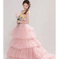 Elegant Girl's Wedding Photography Dress Pink White
