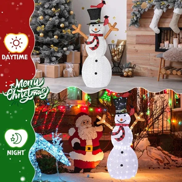 Lighted Snowman Christmas Yard Decorations, Pre-lit Snowman And Birds With 170 LED White Lights And Stakes For Xmas Outdoor Holiday Indoor Decor Lighted Holiday Displays - Enfance-Heureuse
