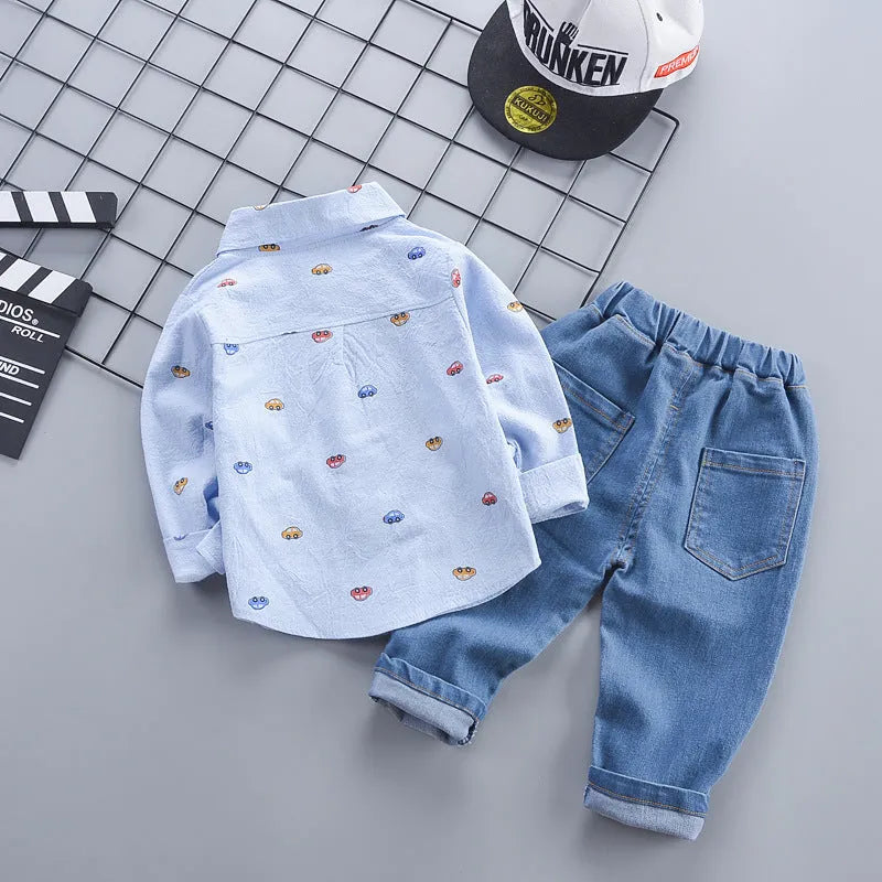 Children's Clothing Autumn Korean Style Autumn Clothing Casual Shirt Two-piece Boy Suit - Enfance-Heureuse