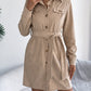 Casual Solid Color Single-breasted Long Sleeve Lace-up Corduroy Shirt Dress - Enfance-Heureuse