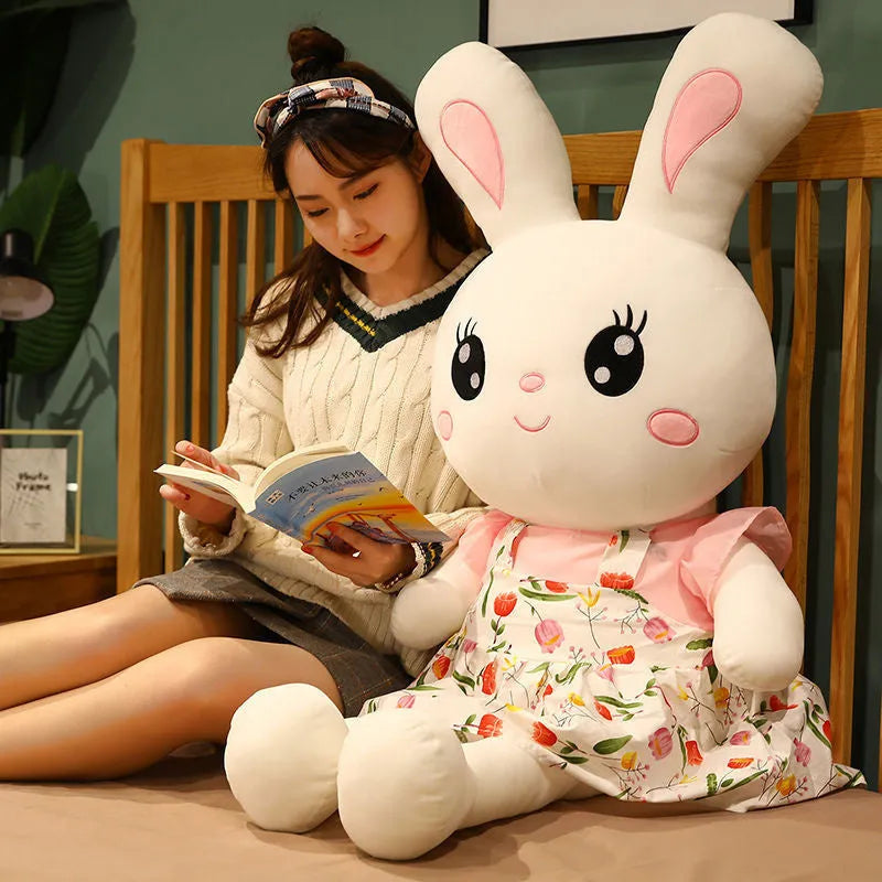 Rabbit Plush Toy Girl Large Throw Pillow - Enfance-Heureuse