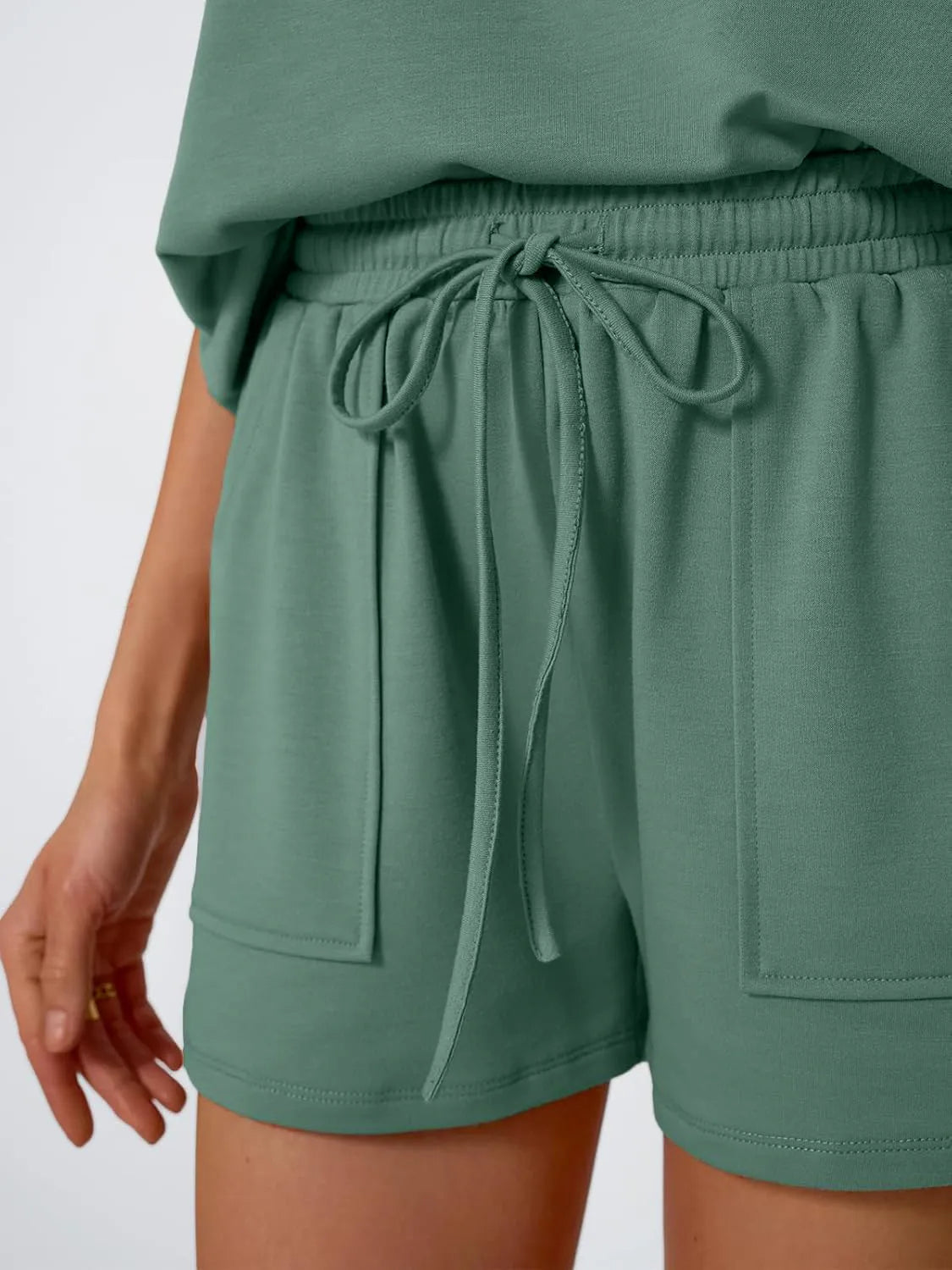 Round Neck Cap Sleeve Top and Shorts Set - Enfance-Heureuse