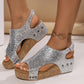 Plus Size Wedge Sequined Peep Toe Sandals For Women - Enfance-Heureuse