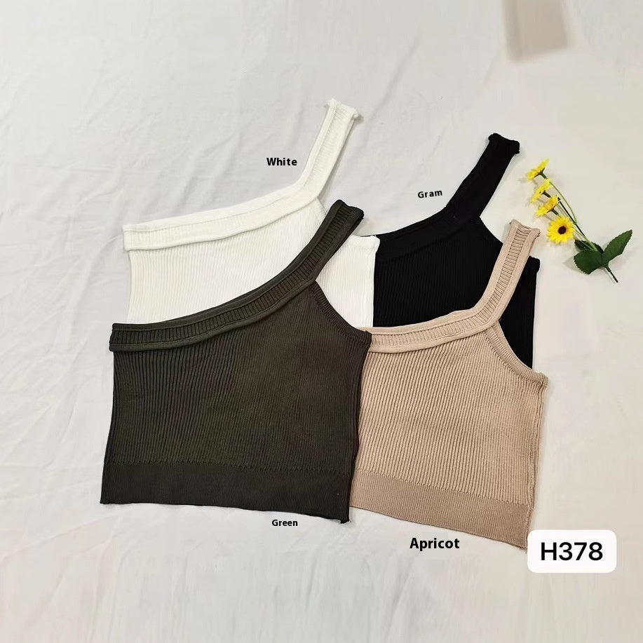 Hot Girl Irregular Shoulder Summer Vest For Women - Enfance-Heureuse