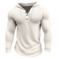 Men's Pullover Casual Long Sleeve T-shirt Waffler Slim Tops Sweat-shirt Solid Color Comfortable Mens Outdoor Streetwear S-3XL - Enfance-Heureuse