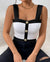 Women's Square Neck Sleeveless Color Blocked Versatile Slim Fit Vest - Enfance-Heureuse