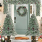 Pre-lit Xmas Tree Artificial Christmas 4-Piece Set,Garland, Wreath And Set Of 2 Entrance Trees X-mas - Enfance-Heureuse