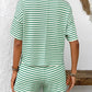 Striped Round Neck Short Sleeve Top and Shorts Set - Enfance-Heureuse