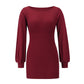Knit Bottoming Long-sleeved Ribbed Sexy Slim Dress - Enfance-Heureuse