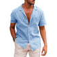 Men's Tops Casual Button Down Shirt Short Sleeve Beach Shirt Summer Mens Clothing - Enfance-Heureuse