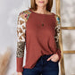 Hailey & Co Full Size Leopard Waffle-Knit Blouse - Enfance-Heureuse