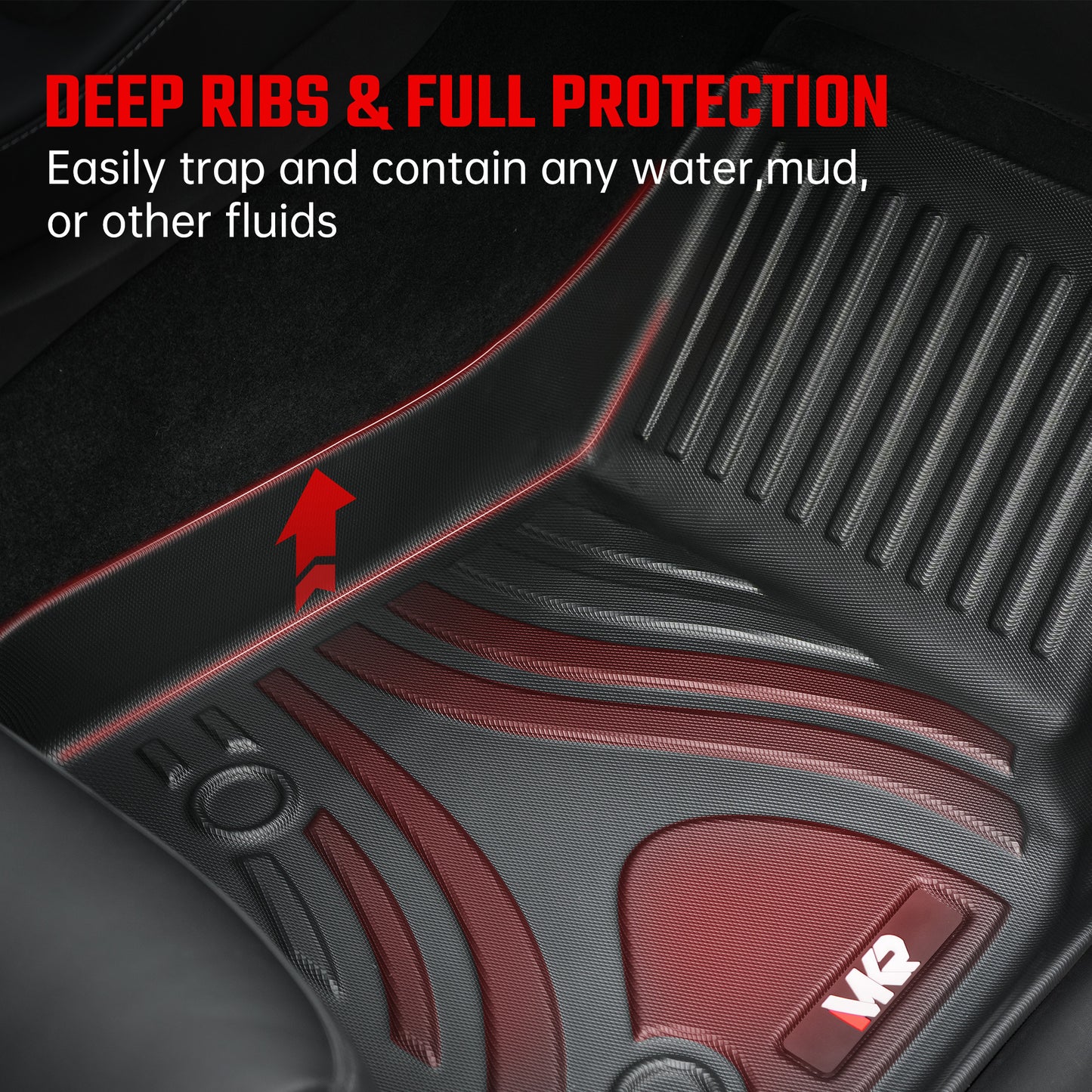 All-Weather TPE Floor Mats For Tesla Model Y 2021-2022 Model 3 2023-2025 - Waterproof, Anti-Slip, Full Coverage Car Floor Liners 6 PCS Set - Enfance-Heureuse