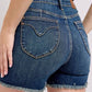 Judy Blue Tummy Control Fray Hem & Shield Back Pockets Denim Shorts