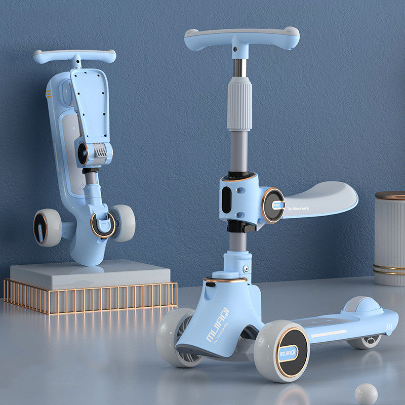 Children's Three-in-one Scooter Can Sit And Slide - Enfance-Heureuse