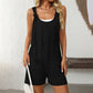 Womens Rompers Summer Casual Short Overalls Sleeveless Adjustable Tie Knot Strap Jumpsuits With Pockets - Enfance-Heureuse